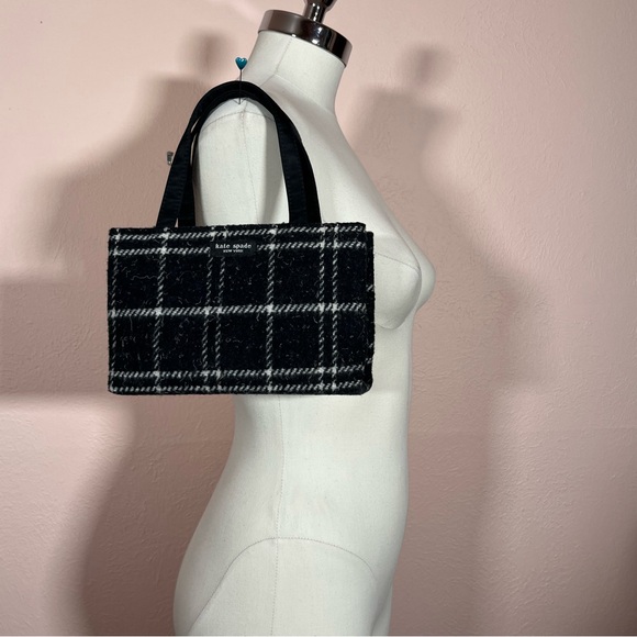 Kate Spade Vintage 90's Y2K window pane check Plaid Small top handle Box Bag - Picture 8 of 15